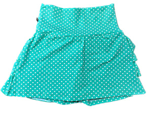 Short Saia Babado Verde com Bolinha